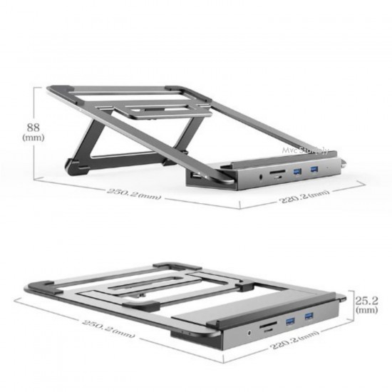 Laptop Standı Type-C Adaptör Kablosu HDMI Çevirici USB Çoğaltıcı Multi Stand