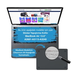 Macbook Air 13.6 inç M2-M3-M4 Kılıf Yapıştırma Sticker Laptop Kaplama Cat01NL A2681 A3113 A3240 ile Uyumlu