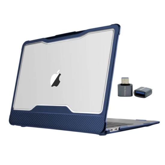 MacBook Air A1932 karbon fiber outdoor darbe emici şeffaf sert kılıf 2018 2019