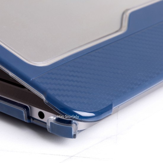 MacBook Air A1932 karbon fiber outdoor darbe emici şeffaf sert kılıf 2018 2019