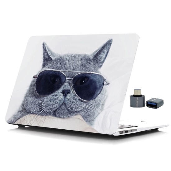 MacBook Air 13 Mat TPU Kedi Desenli Kılıf A1932 A2179 A2337