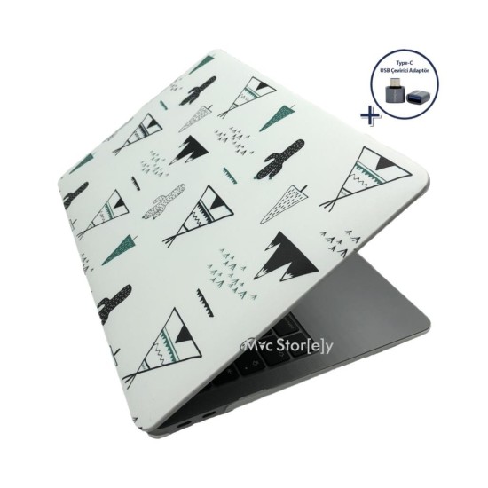 MacBook Air 13 Kılıf M1 Mat TPU Lazer Baskılı İnce Hafif Darbe Çizik Koruma A1932 A2179 A2337 Uyumlu