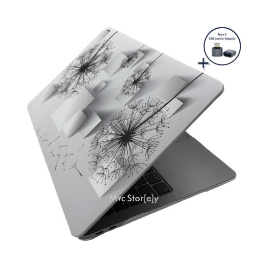 MacBook Air 13 Kılıf M1 Mat TPU Lazer Baskılı İnce Hafif Darbe Çizik Koruma A1932 A2179 A2337 Uyumlu