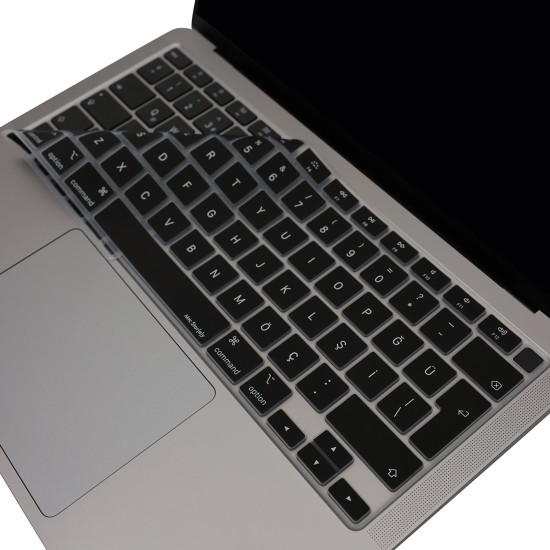 MacBook Air 13 Klavye Kılıfı Türkçe Q Silikon A2179 A2337 M1 Toz ve Sıvı Koruma