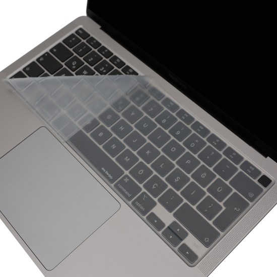 MacBook Air 13 Klavye Kılıfı Türkçe Q Silikon A2179 A2337 M1 Toz ve Sıvı Koruma