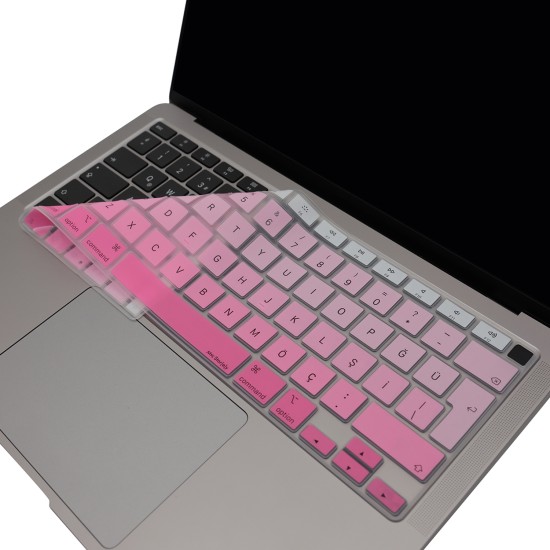 MacBook Air 13 Klavye Koruyucu A2337 A2179 Türkçe Q Silikon Pembe