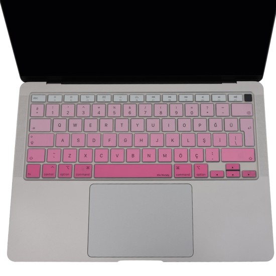MacBook Air 13 Klavye Koruyucu A2337 A2179 Türkçe Q Silikon Pembe