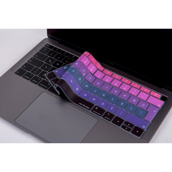 Macbook Air 13inç Klavye Koruyucu TouchID'li (Türkçe Q) A1932 Modeli ile Uyumlu Ombre (2018-2019)