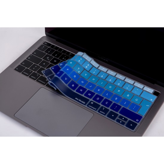 Macbook Air 13inç Klavye Koruyucu TouchID'li (Türkçe Q) A1932 Modeli ile Uyumlu Ombre (2018-2019)