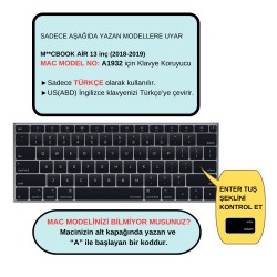 Macbook Air 13inç Klavye Koruyucu (US to TR) Ombre TouchID'li A1932 Modeli ile Uyumlu