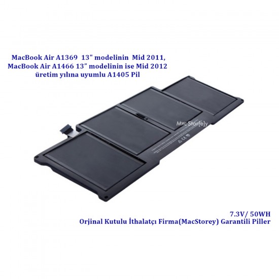 Macbook Air Batarya Pil 13inç A1369 A1466 Modelleri ile Uyumlu A1405 Pili