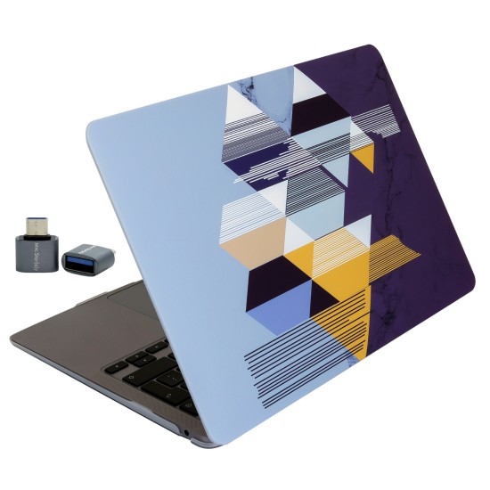 macbook air 13 inc geometrik desenli tpu lazer baskili ince sert kapak