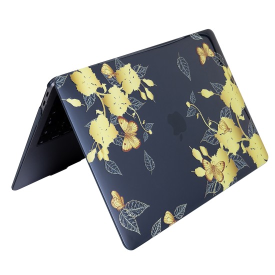 macbook air 13.6 kristal ince cicek desenli parlak kapak