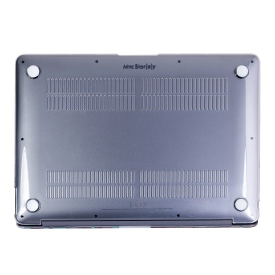 macbook air 13.6 kristal ince cicek desenli parlak kapak