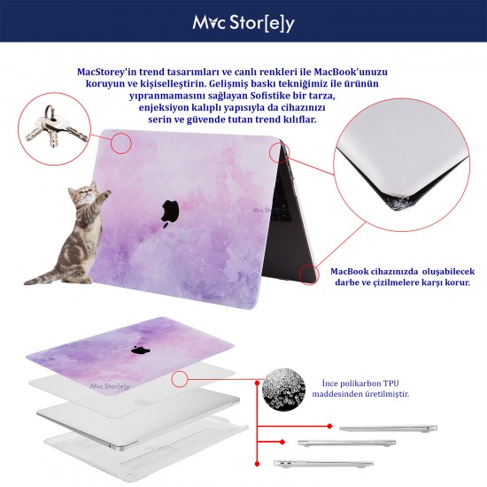 Macbook Air Kılıf 13 inç Mermer10 (Eski USB'li Model 2010-2017) A1369 A1466 ile Uyumlu