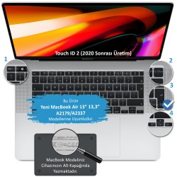 Macbook Air M1 13inç Klavye Koruyucu Kılıf TouchID'li (UK-EU İngilizce) A2337 A2179 ile Uyumlu