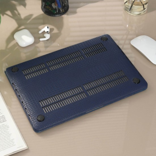 MacBook Air 13 Timsah Desenli Deri Dokulu Sert Hard Case A2337 A2179 A1932 Uyumlu