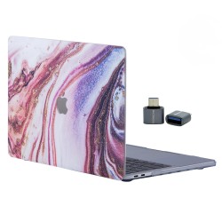 Macbook Air M1 Kılıf 13 inç Mermer Glitter (TouchID'li M1 Air) A1932 A2179 A2337 ile Uyumlu
