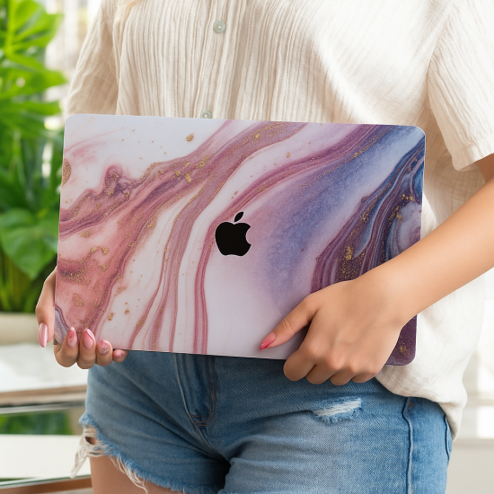 Macbook Air M1 Kılıf 13 inç Mermer Glitter (TouchID'li M1 Air) A1932 A2179 A2337 ile Uyumlu