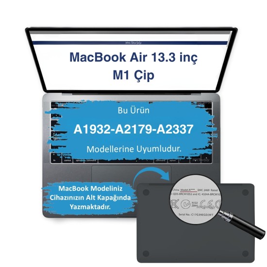Macbook Air 13.3 inç M1 Çip Uyumlu Sert Kapak | Hard Case Koruyucu Lazer Baskılı Desenli