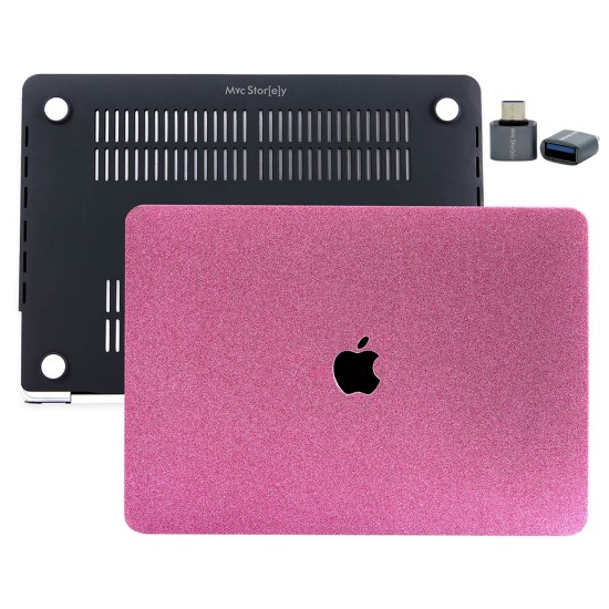 MacBook Air 13 Kılıf Simli Parlak Vinil Sert Hard Case A2337 A2179 A1932 Uyumlu