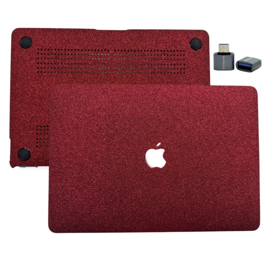 MacBook Air 13 Kılıf Simli Parlak Vinil Sert Hard Case A2337 A2179 A1932 Uyumlu