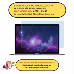 Macbook Air M3-M2 Ekran Koruyucu Mavi Işık Filtresi 13.6 inç A2681 A3113 (TouchID'li Air) ile Uyumlu Anti Blue Ray