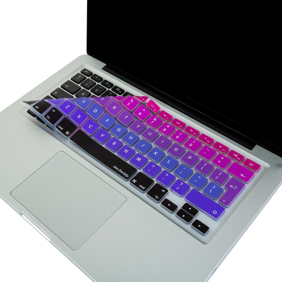 MacBook Air Pro klavye koruyucu silikon ince yıkanabilir ombre renk tasarım avrupa ingilizce