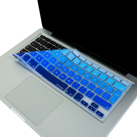 MacBook Air Pro klavye koruyucu silikon ince yıkanabilir ombre renk tasarım avrupa ingilizce