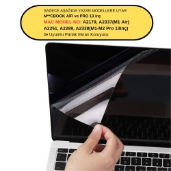 Macbook Air Pro 13 inç M1-M2 Ekran Koruyucu Parlak Anti Scratch A2179 A2337 A2338 A2251 A2289 ile Uyumlu