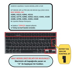 Macbook Kılıf Air Pro Klavye Koruyucu M1-M2-M3 (Türkçe Q) TouchID'li A2681 A3113 A2941 A3114 A2442 A2485 ile Uyumlu Ombre