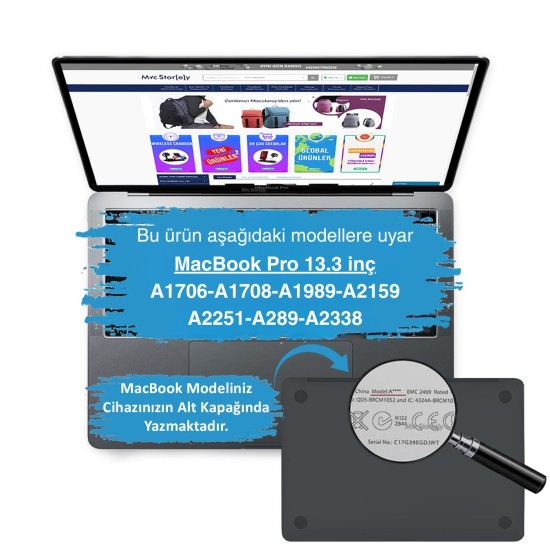 MacBook Pro 13 Kılıf Simli Parlak Vinil Sert Hard Case M1-M2 Type-C 2016-2022 Uyumlu