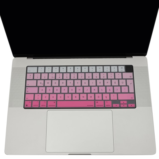 MacBook Gradient Türkçe Q Klavye Koruyucu Silikon UK Enter Uyumlu