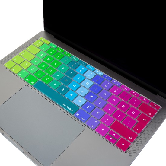 MacBook Klavye Koruyucu Türkçe Q A1708 A1534 Dazzle Çok Renkli Silikon