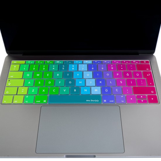 MacBook Klavye Koruyucu Türkçe Q A1708 A1534 Dazzle Çok Renkli Silikon