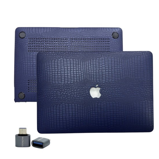 MacBook Pro 13 İnç Timsah Desenli Deri Kaplama Premium Kılıf M1 M2 Uyumlu