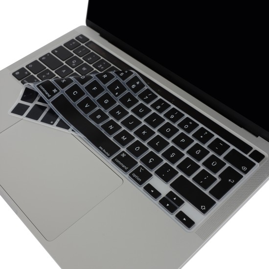 MacBook Pro 13 A2338 M1-M2 Türkçe Q ISO Enter Uyumlu Silikon Klavye Koruyucu