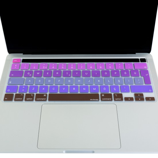 MacBook Pro 13 Klavy Koruyucu Silikon Şeffaf Türkçe Q A2338 Uyumlu
