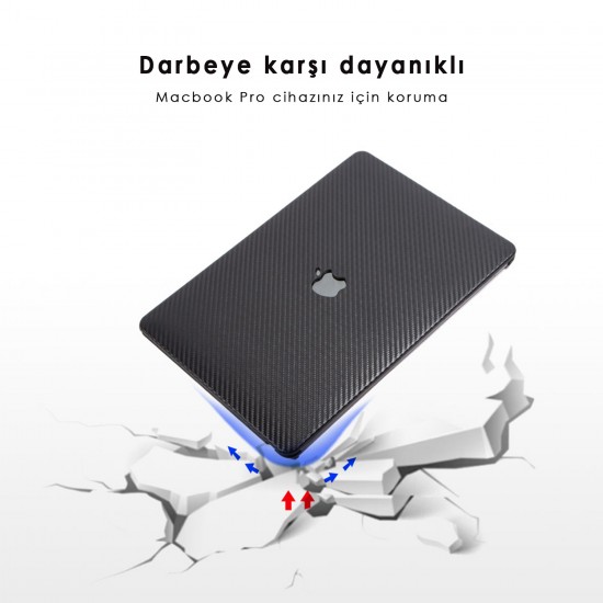 MacBook Pro 13inc HardCase TouchBar A1706 A1708 A1989 A2159 A2251 A2289 A2338 Kılıf Karbon Fiber
