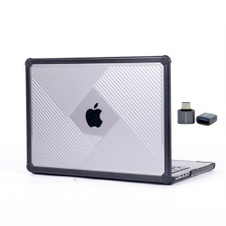 MacBook Pro 14.2 İnç Şeffaf Siyah Korumalı Köşe Darbe Emici Kılıf A2442 A2779 A2992 A2918 A3112 A3401 A3185 A3434 A3426 A3427