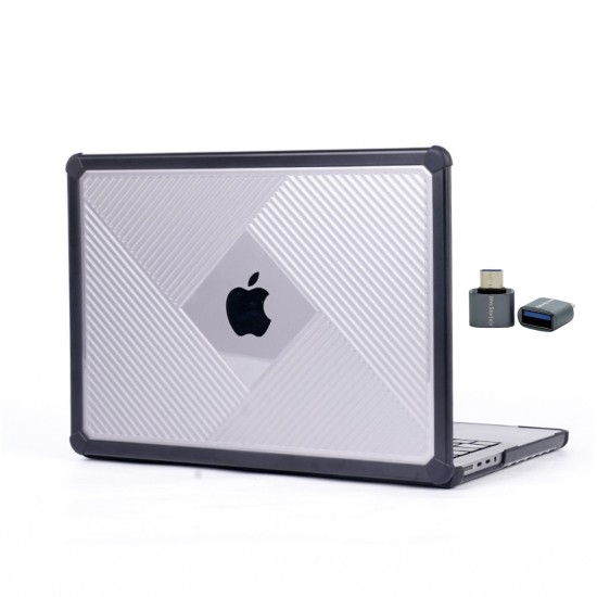 MacBook Pro 14.2 İnç Şeffaf Siyah Korumalı Köşe Darbe Emici Kılıf A2442 A2779 A2992 A2918 A3112 A3401 A3185 A3434 A3426 A3427