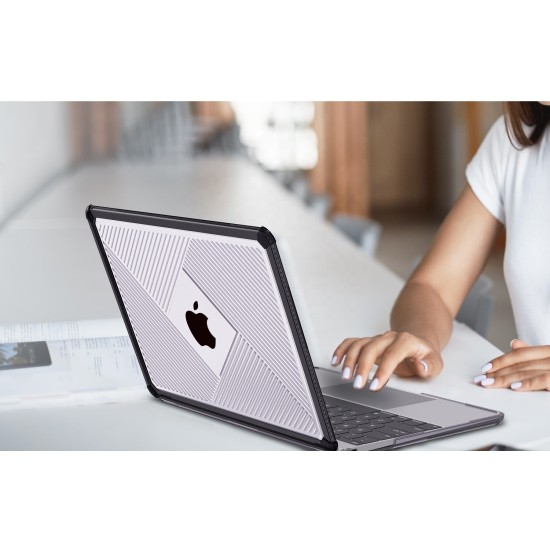 MacBook Pro 14.2 İnç Şeffaf Siyah Korumalı Köşe Darbe Emici Kılıf A2442 A2779 A2992 A2918 A3112 A3401 A3185 A3434 A3426 A3427