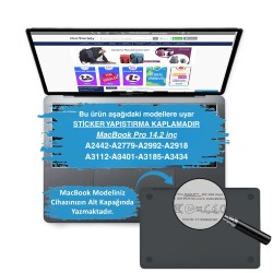 MacBook Pro 14.2 Sticker Kaplama 3M Ultra İnce Lazer Kesim M1–M5 Uyumlu 4’ü Bir Arada Koruma Seti
