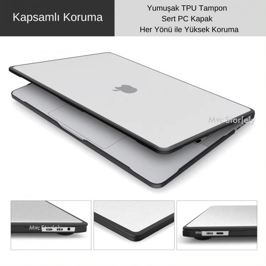 Macbook Pro 16.2 inç M1-M2-M3, TPU Outdoor (Touchbarsız 16.2" Pro) A2485 A2780 A2991 ile Uyumlu