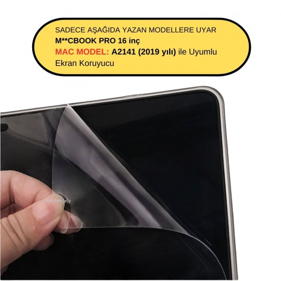 Macbook Pro 16 inç Ekran Koruyucu Mat Parlamayı Önler (Touchbarlı) A2141 (2019 Yılı Üretimi) ile Uyumlu