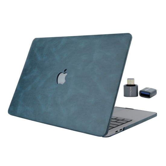 macbook pro 13 siyah deri kaplama hard shell kılıf a2338 uyumlu