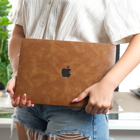 macbook pro 13 siyah deri kaplama hard shell kılıf a2338 uyumlu