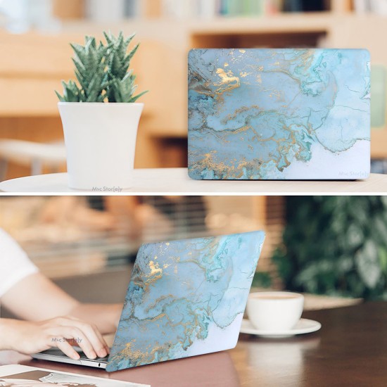 Macbook Pro Kılıf 15 inç Mermer06NL (Touchbarlı 15" Pro) A1707 A1990 ile Uyumlu