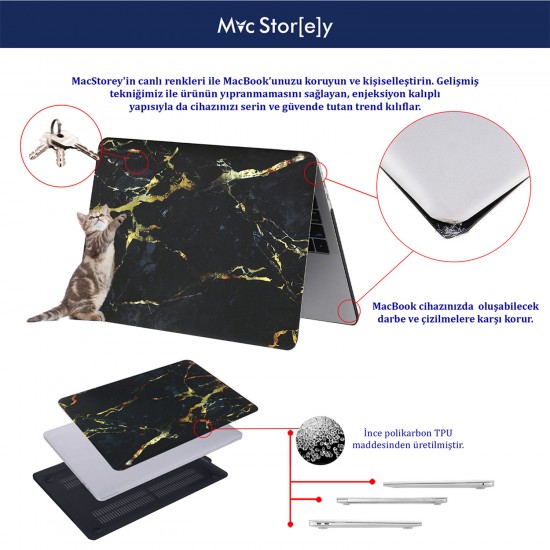 McStorey Macbook Pro ile Uyumlu Kılıf HardCase A1398 2012/2015 Mermer