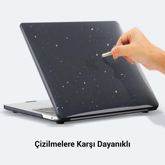 Macbook Pro Kılıf 16.2 inç M1-M2-M3, Simli Crystal Star (Touchbarsız 16.2" Pro) A2485 A2780 A2991 ile Uyumlu